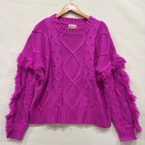 &Merci Fringe Cable Knit Sweater - Size L